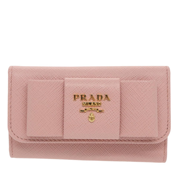 PRADA Key Case Safiano leather Pink Auth am7245