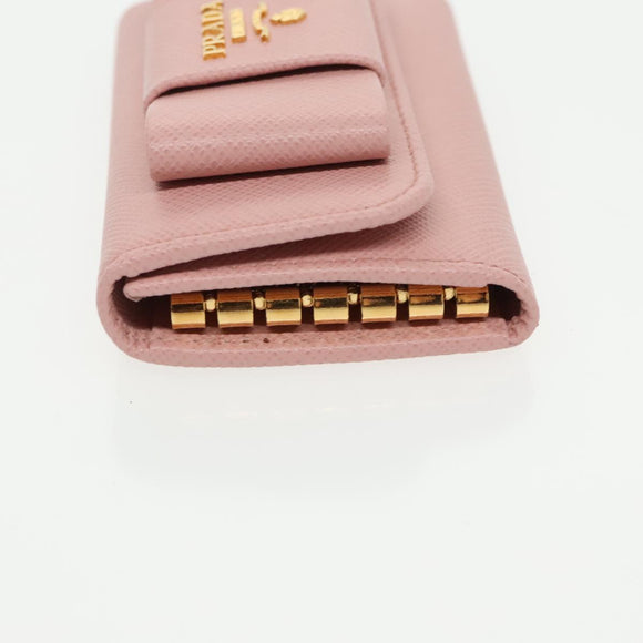 PRADA Key Case Safiano leather Pink Auth am7245