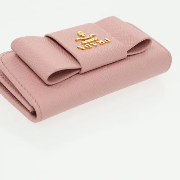 PRADA Key Case Safiano leather Pink Auth am7245