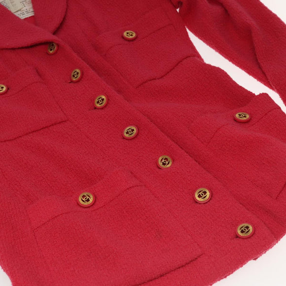 CHANEL Jacket & Skirt Setup Jacket Wool Pink Gold CC Auth am7246V