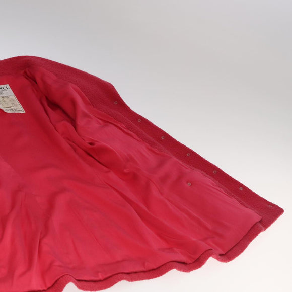 CHANEL Jacket & Skirt Setup Jacket Wool Pink Gold CC Auth am7246V