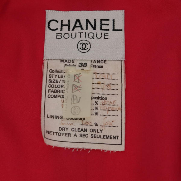 CHANEL Jacket & Skirt Setup Jacket Wool Pink Gold CC Auth am7246V