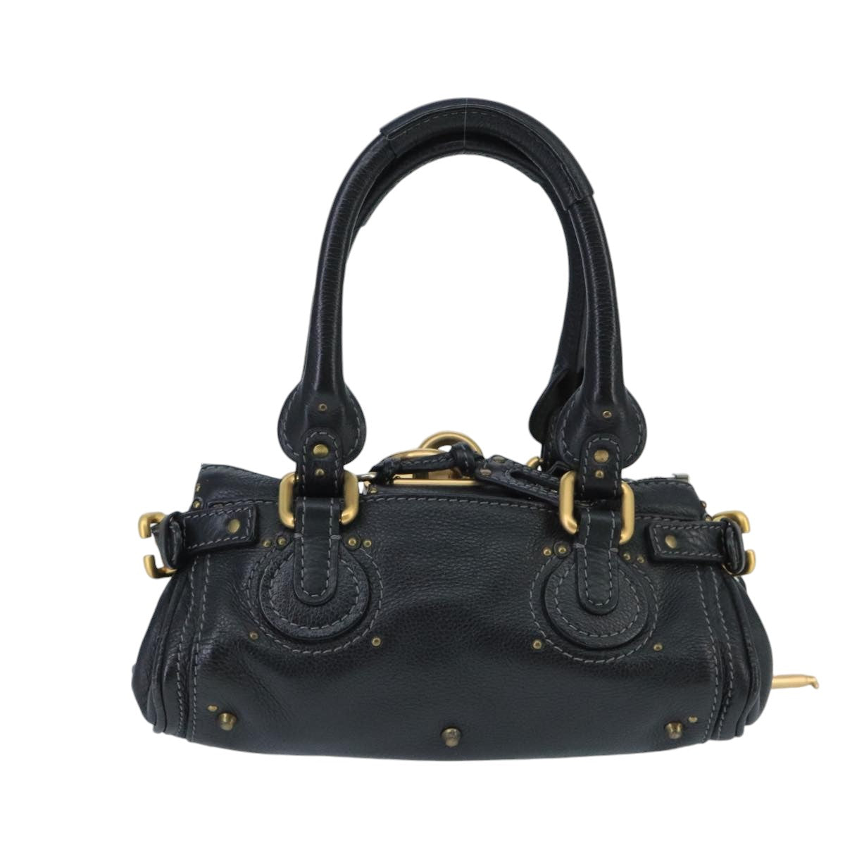 Chloe Paddington Mini Hand Bag Leather Black Gold Silver Auth am7251 - 0