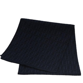 FENDI Zucca Canvas Scarf Wool Beige Auth am7263