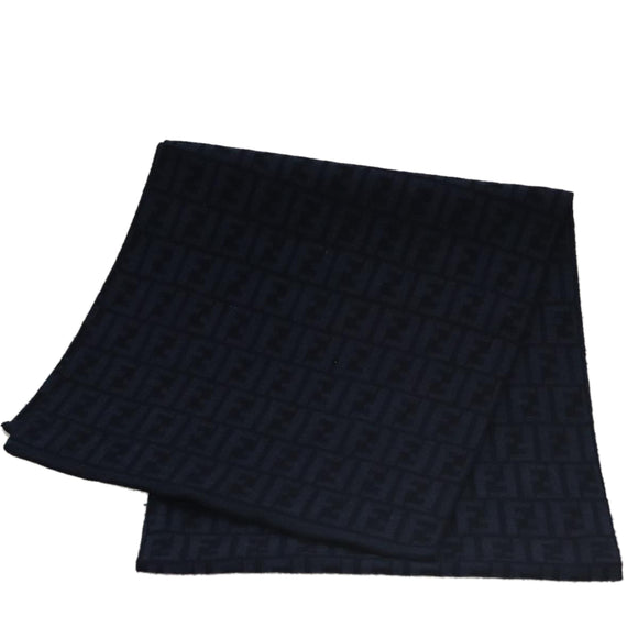 FENDI Zucca Canvas Scarf Wool Beige Auth am7263