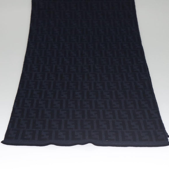 FENDI Zucca Canvas Scarf Wool Beige Auth am7263