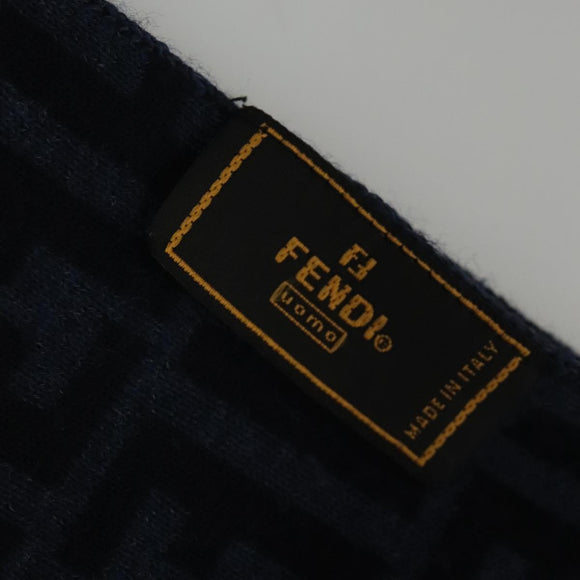 FENDI Zucca Canvas Scarf Wool Beige Auth am7263