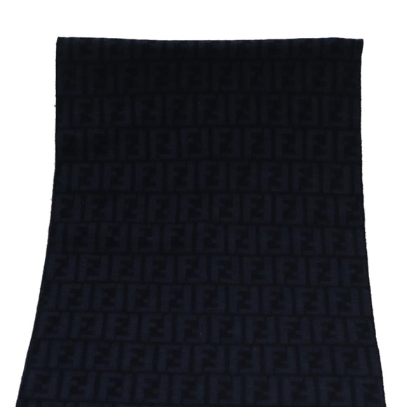 FENDI Zucca Canvas Scarf Wool Beige Auth am7263