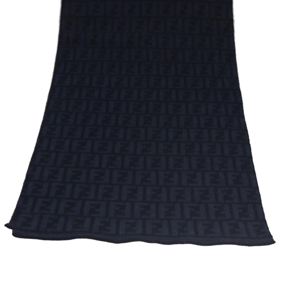 FENDI Zucca Canvas Scarf Wool Beige Auth am7263