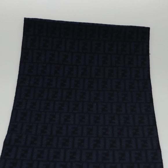 FENDI Zucca Canvas Scarf Wool Beige Auth am7263