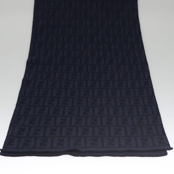 FENDI Zucca Canvas Scarf Wool Beige Auth am7263