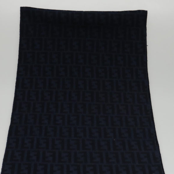 FENDI Zucca Canvas Scarf Wool Beige Auth am7263