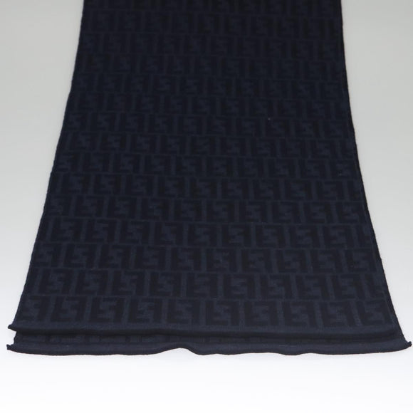 FENDI Zucca Canvas Scarf Wool Beige Auth am7263