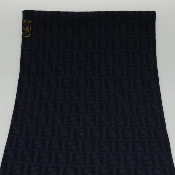 FENDI Zucca Canvas Scarf Wool Beige Auth am7263