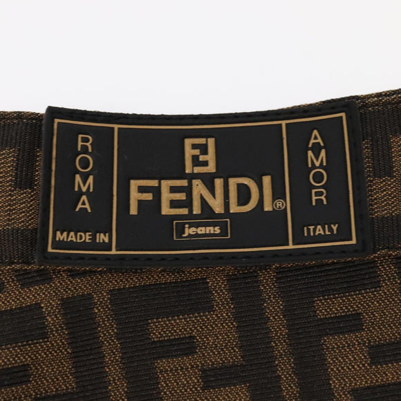 FENDI Zucca Canvas Pants XO Black Brown Auth am7264V