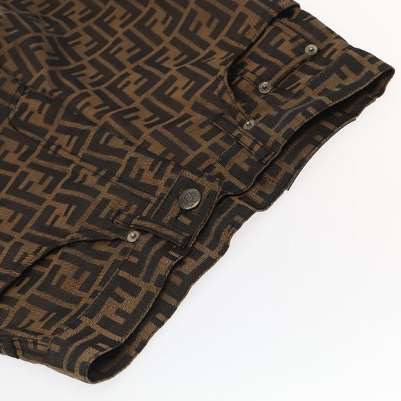 FENDI Zucca Canvas Pants XO Black Brown Auth am7264V