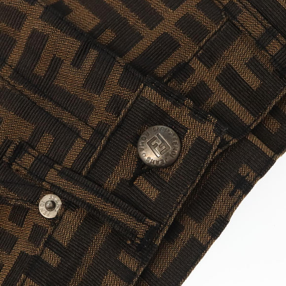 FENDI Zucca Canvas Pants XO Black Brown Auth am7264V