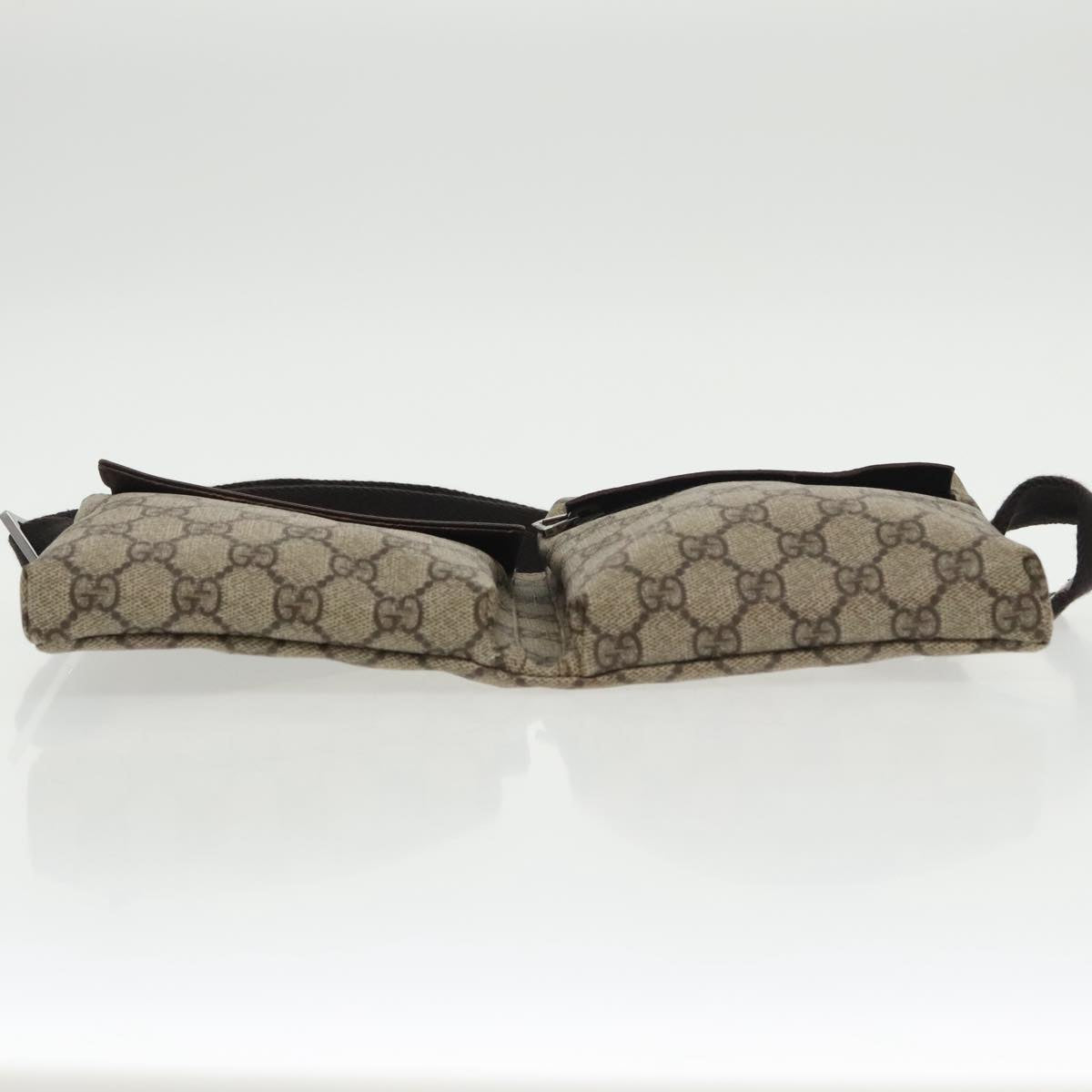 GUCCI GG Supreme Waist Bag PVC Leather Beige Dark Brown Silver 28566 Auth am7267