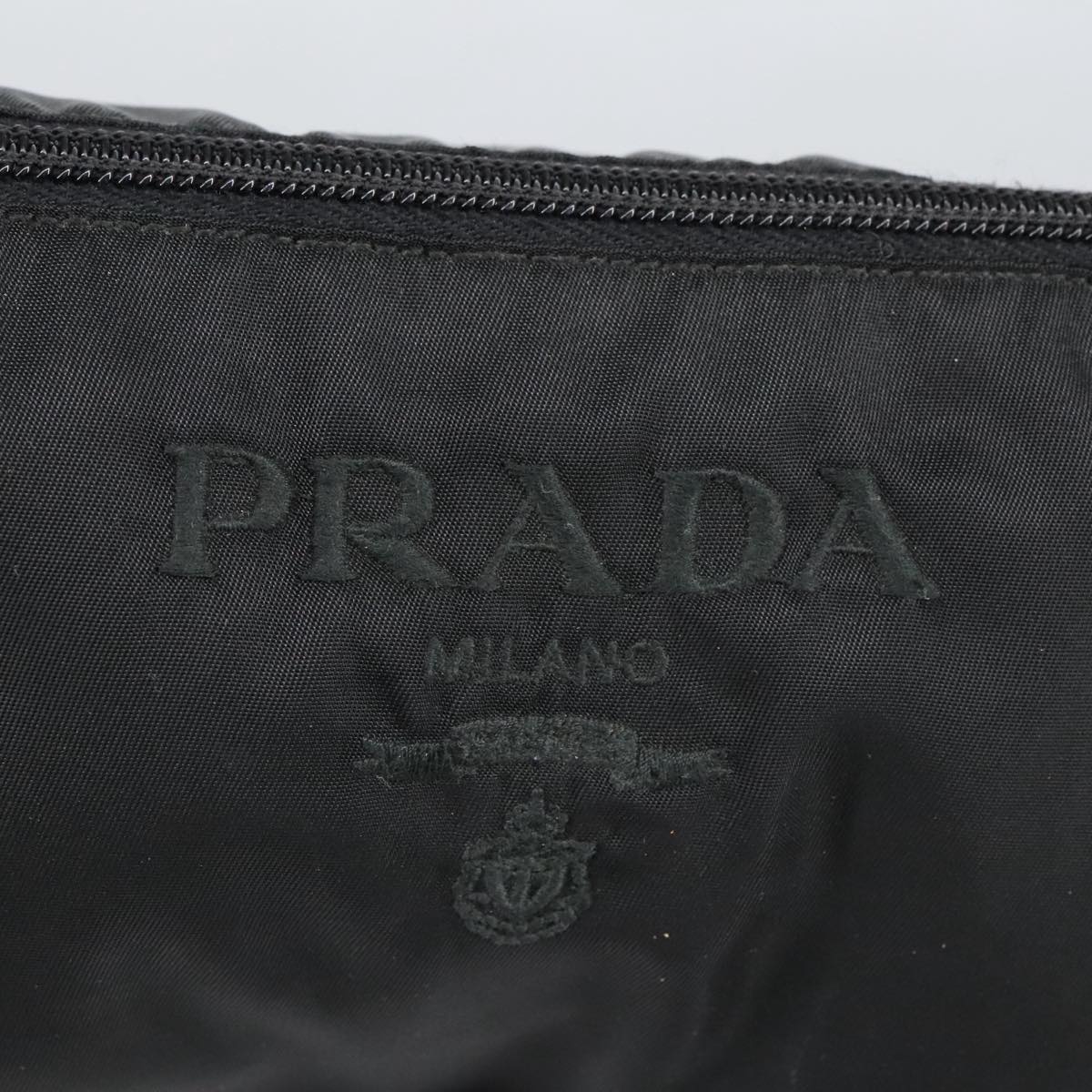 PRADA Pouch Nylon Black Silver Auth am7271