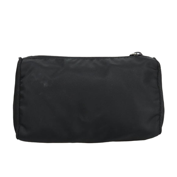 PRADA Pouch Nylon Black Silver Auth am7271