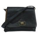 Salvatore Ferragamo Shoulder Bag Leather Black Gold Auth am7272-1