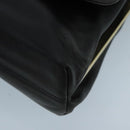 Salvatore Ferragamo Shoulder Bag Leather Black Gold Auth am7272-9