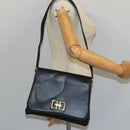 Salvatore Ferragamo Shoulder Bag Leather Black Gold Auth am7272-21