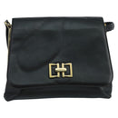 Salvatore Ferragamo Shoulder Bag Leather Black Gold Auth am7272-13