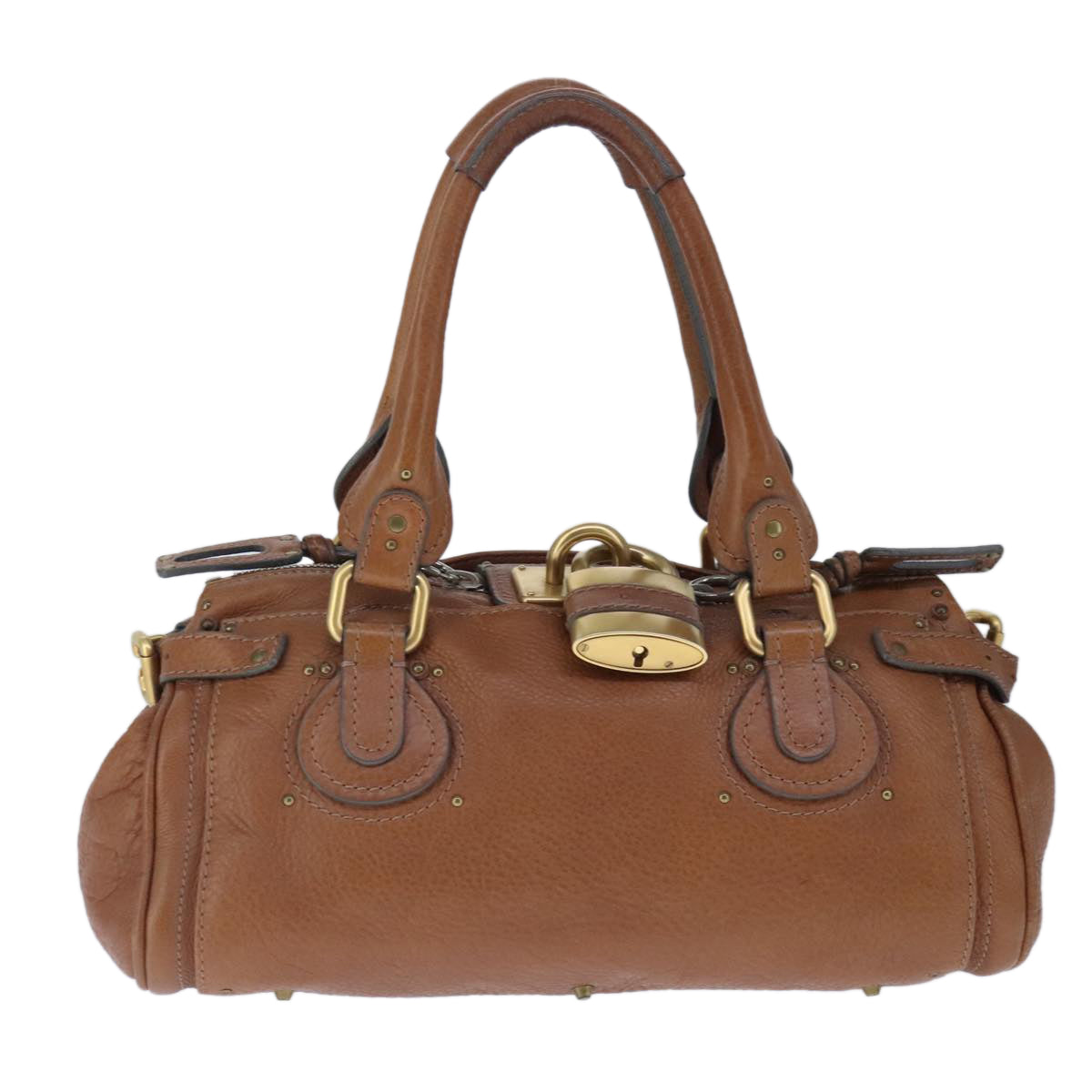 Chloe Paddington Hand Bag Leather Brown Gold Silver Auth am7277 - 0