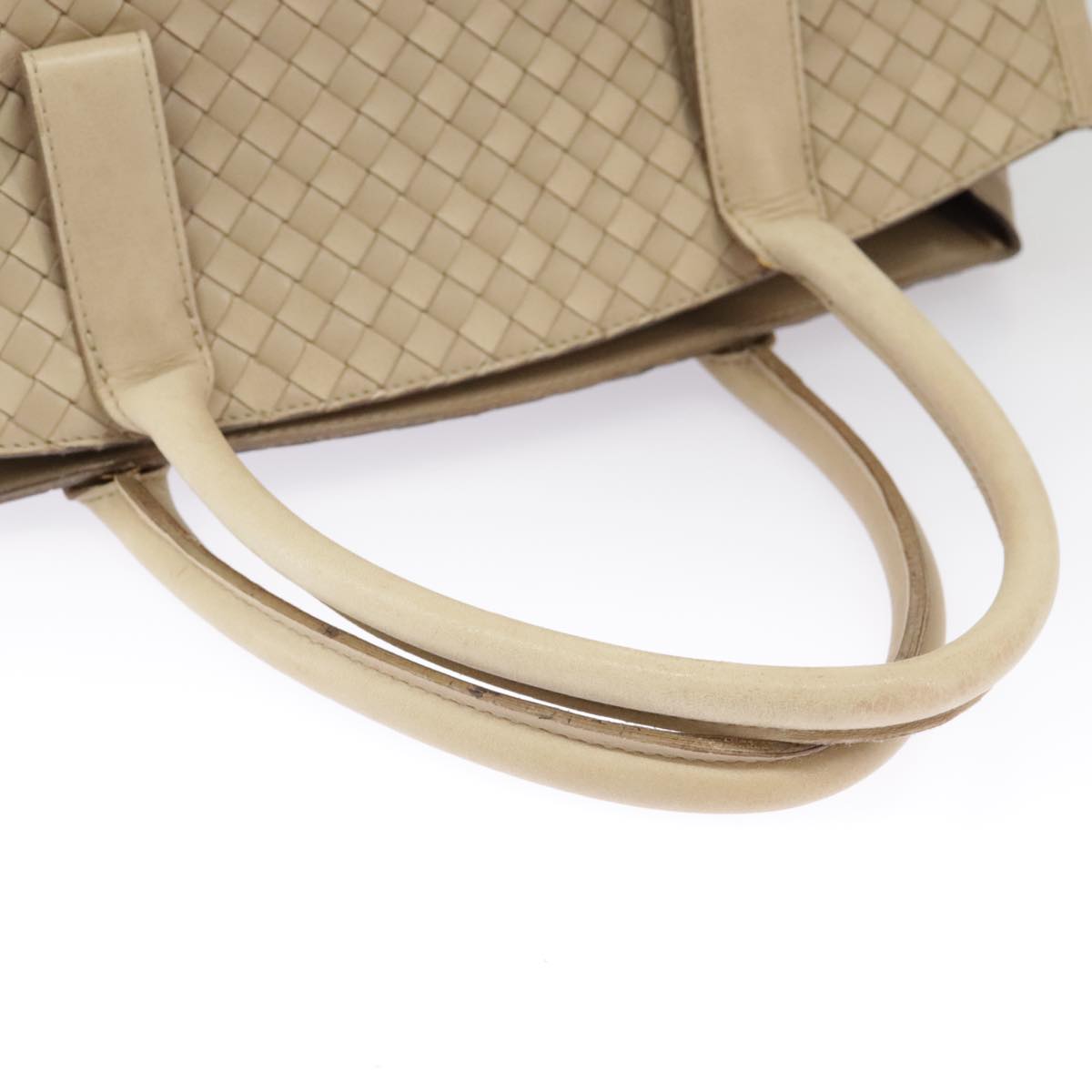 BOTTEGA VENETA INTRECCIATO Tote Bag Leather Beige Gold Auth am7282