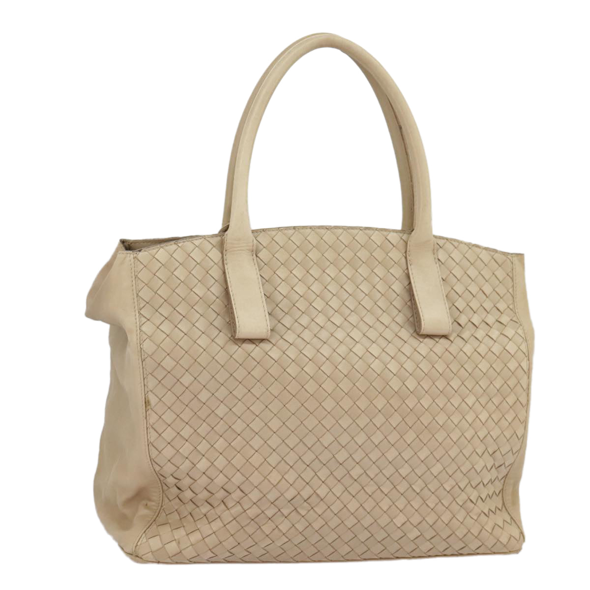 BOTTEGA VENETA INTRECCIATO Tote Bag Leather Beige Gold Auth am7282