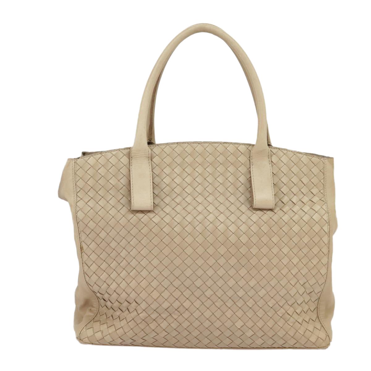 BOTTEGA VENETA INTRECCIATO Tote Bag Leather Beige Gold Auth am7282 - 0