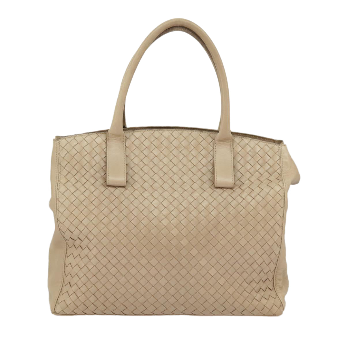 BOTTEGA VENETA INTRECCIATO Tote Bag Leather Beige Gold Auth am7282