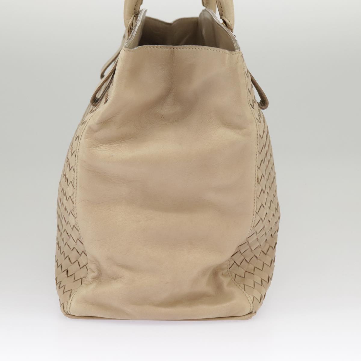 BOTTEGA VENETA INTRECCIATO Tote Bag Leather Beige Gold Auth am7282