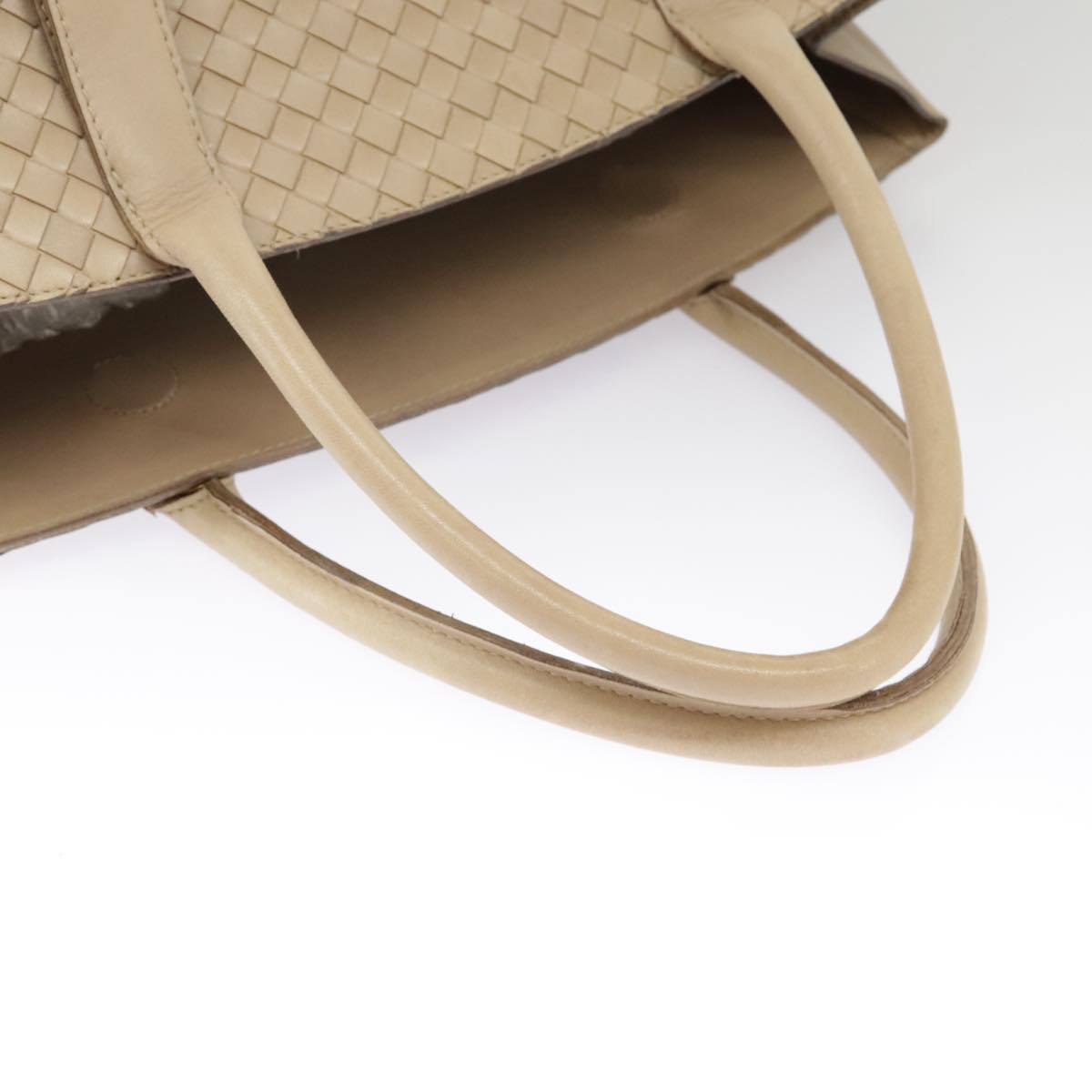 BOTTEGA VENETA INTRECCIATO Tote Bag Leather Beige Gold Auth am7282