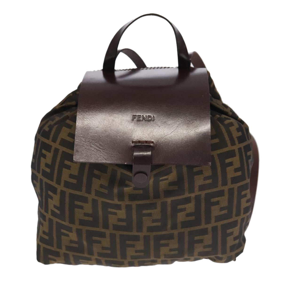 FENDI Zucca Canvas Backpack Brown Black Silver Auth am7286 - 0