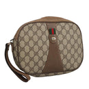 GUCCI GG Supreme Web Sherry Line Clutch Bag PVC Beige Gold 89 01 034 Auth am7287-1