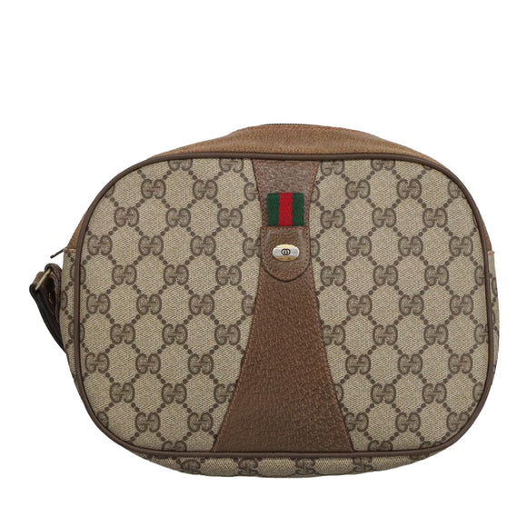 GUCCI GG Supreme Web Sherry Line Clutch Bag PVC Beige Gold 89 01 034 Auth am7287