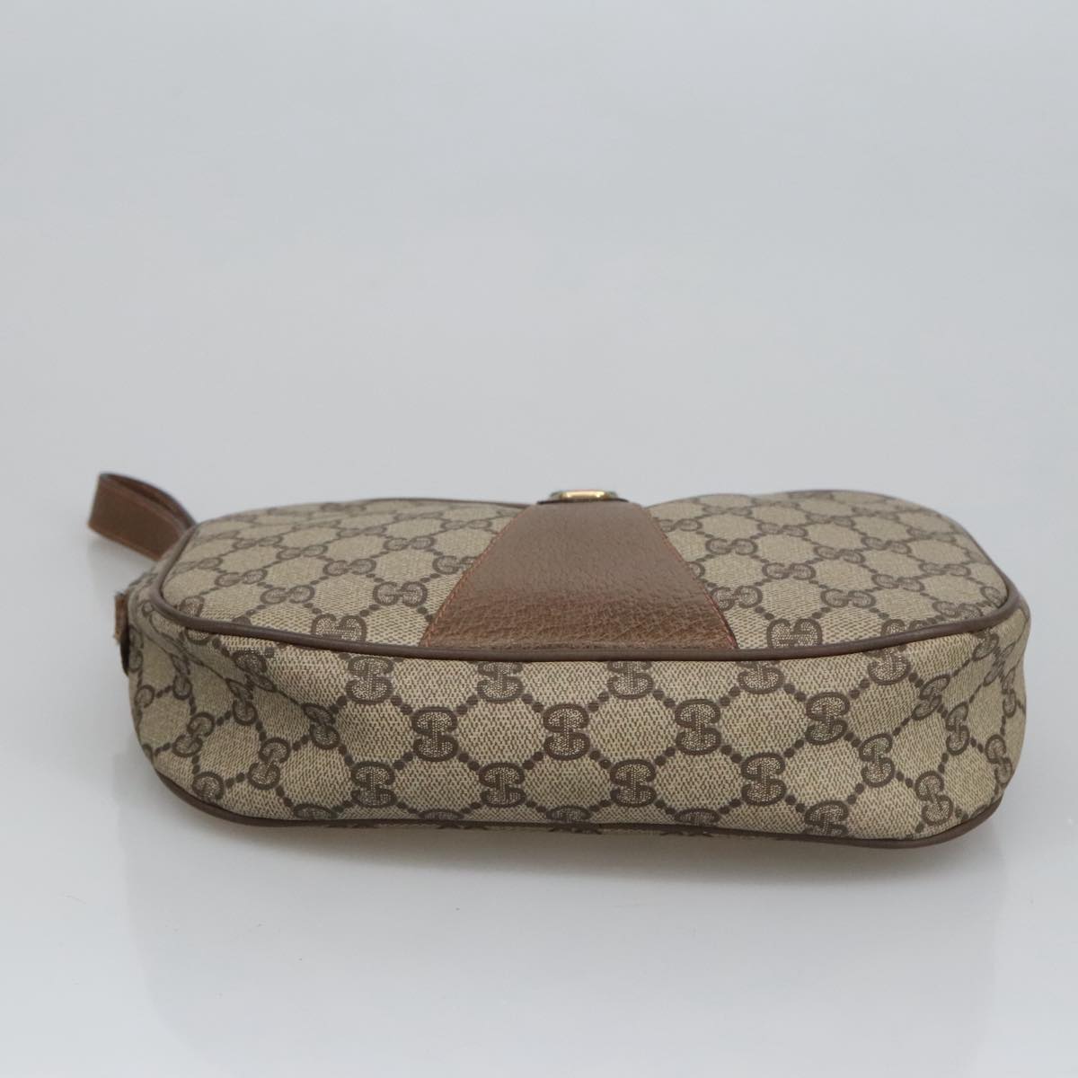 GUCCI GG Supreme Web Sherry Line Clutch Bag PVC Beige Gold 89 01 034 Auth am7287