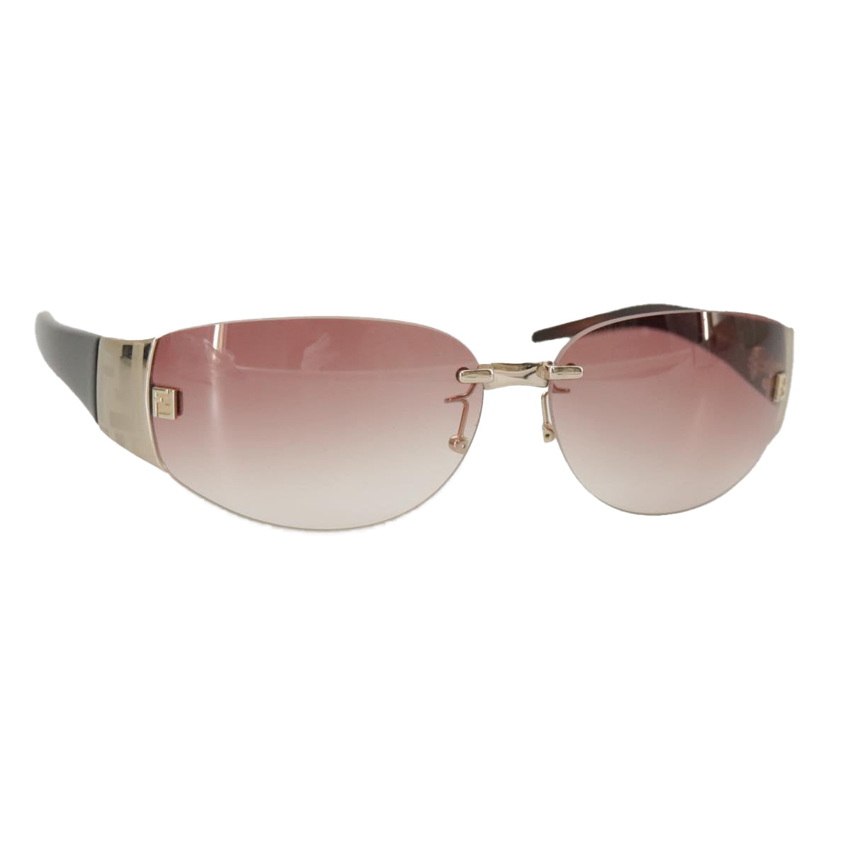 FENDI Sunglasses Plastic Pink Silver Auth am7300