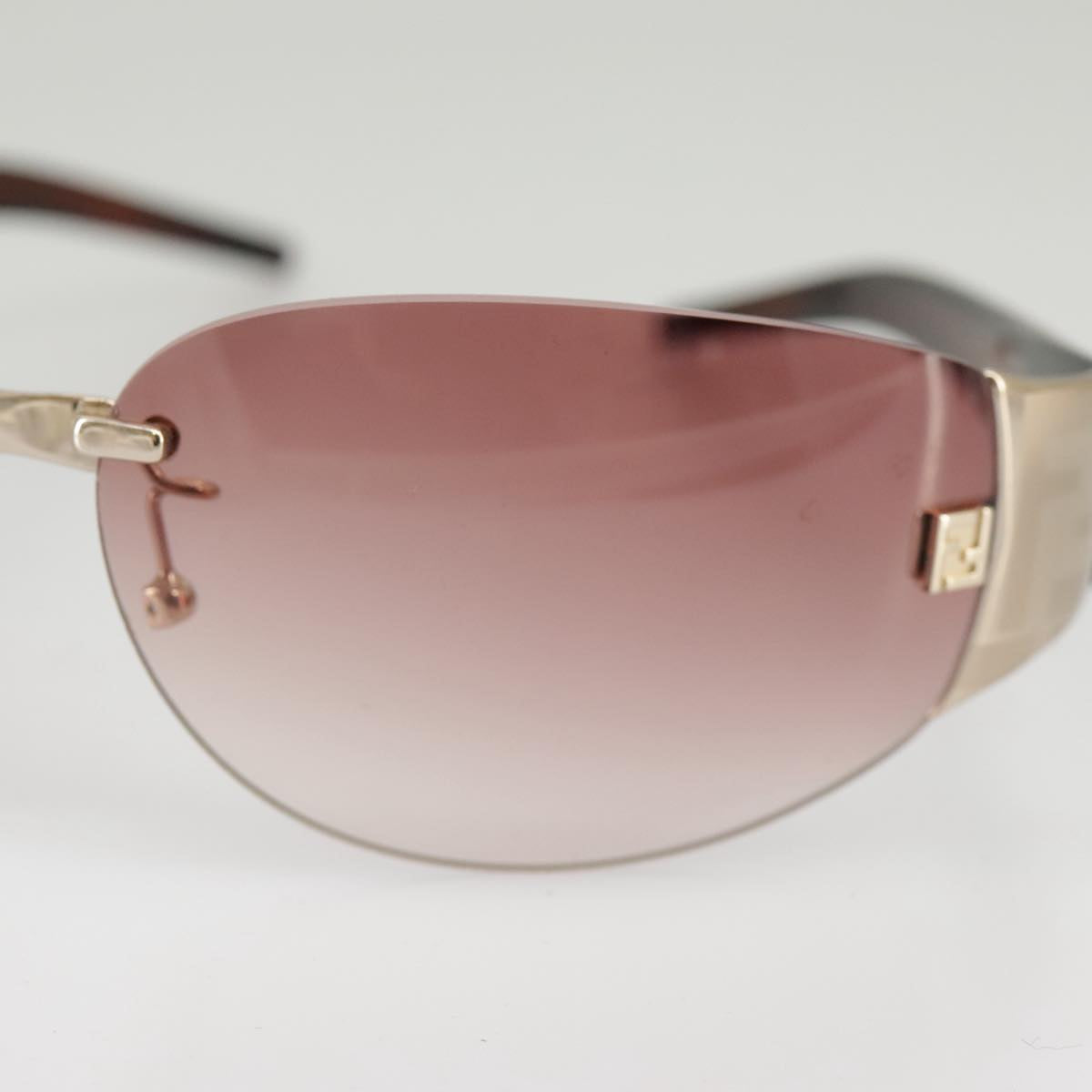 FENDI Sunglasses Plastic Pink Silver Auth am7300