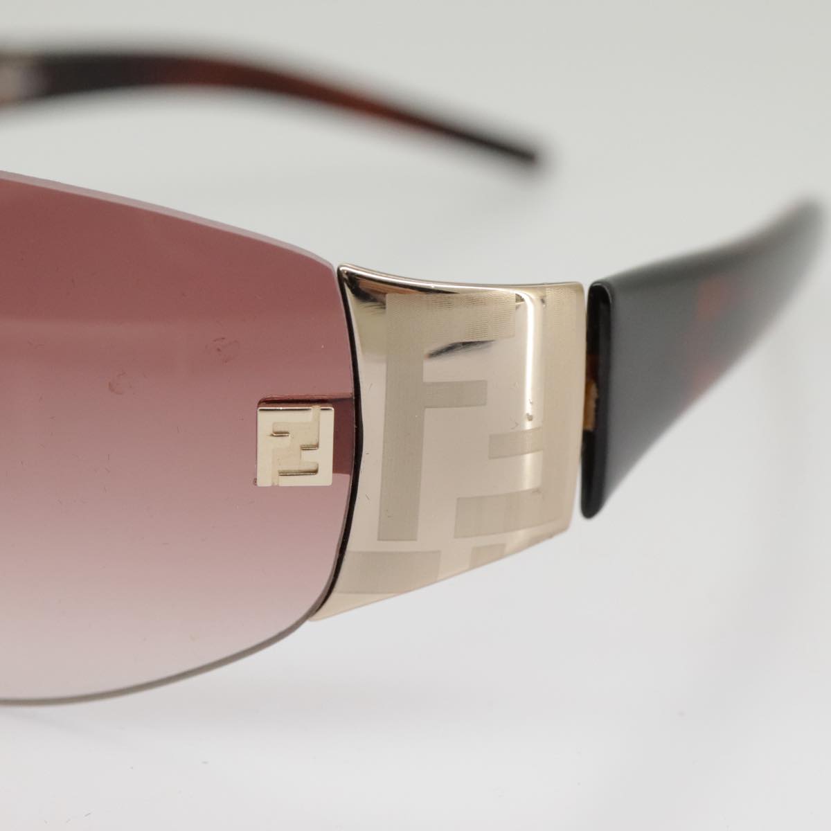 FENDI Sunglasses Plastic Pink Silver Auth am7300