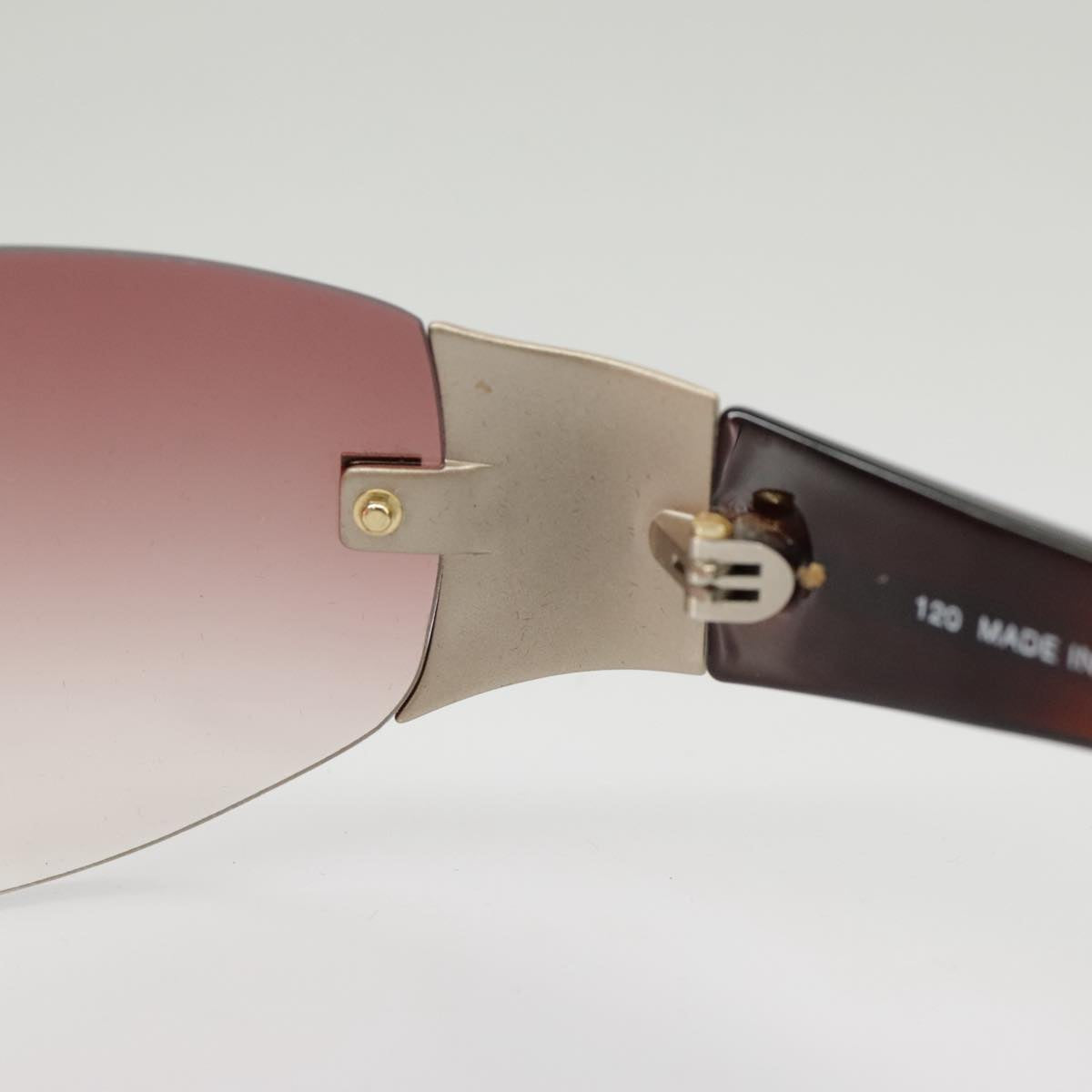 FENDI Sunglasses Plastic Pink Silver Auth am7300