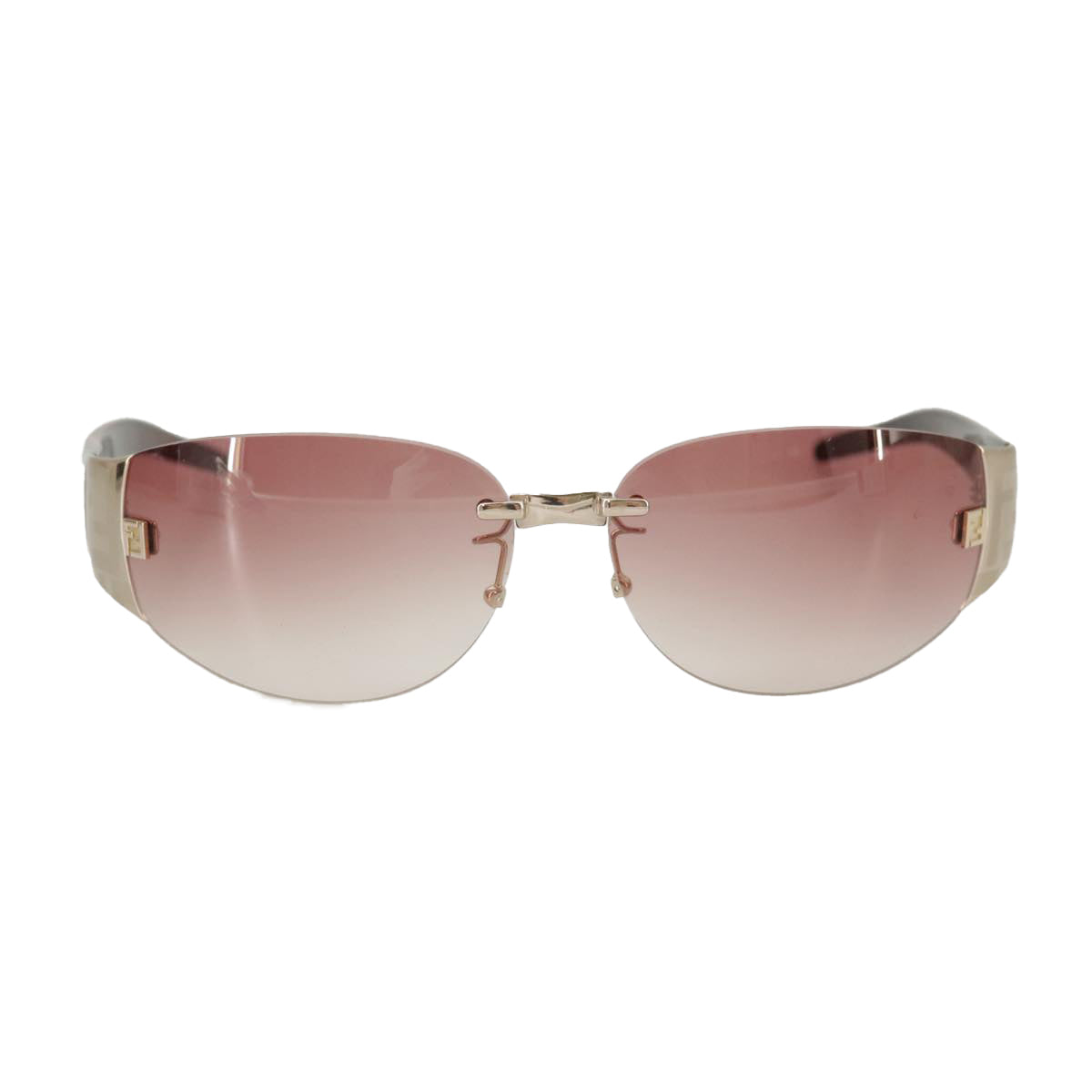 FENDI Sunglasses Plastic Pink Silver Auth am7300