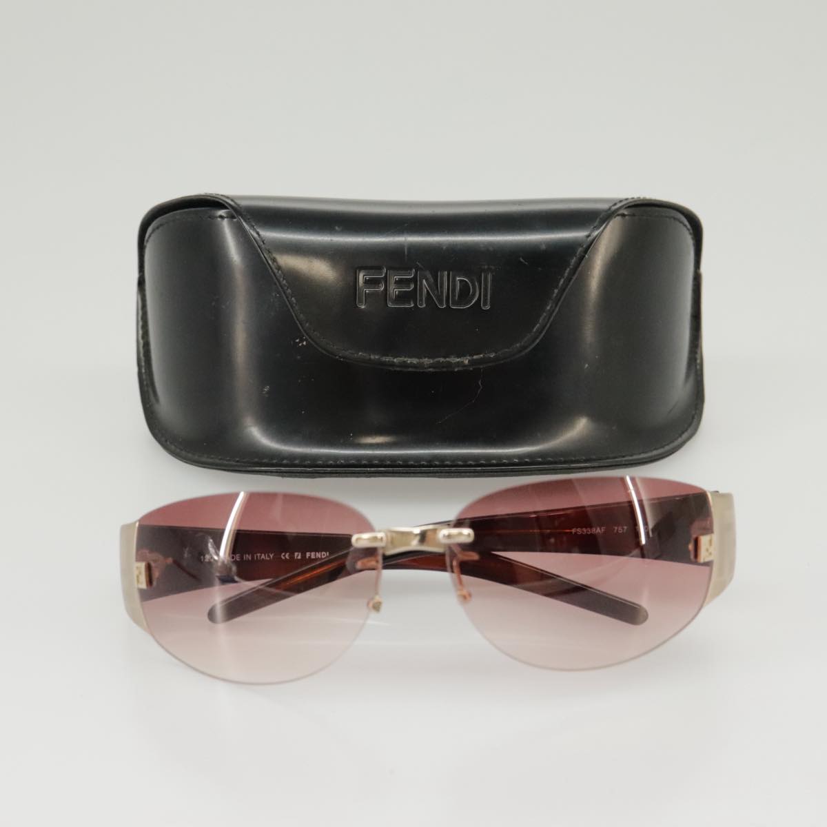 FENDI Sunglasses Plastic Pink Silver Auth am7300