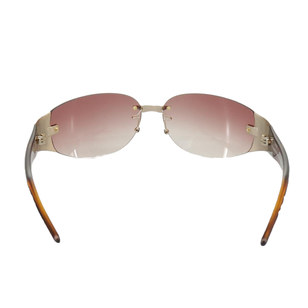 FENDI Sunglasses Plastic Pink Silver Auth am7300