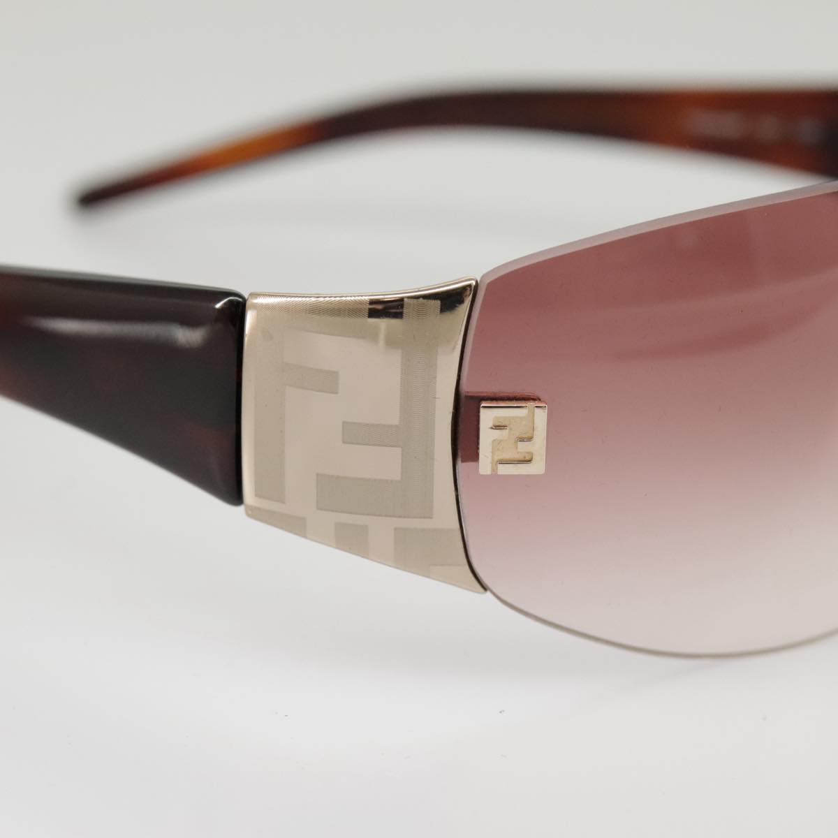 FENDI Sunglasses Plastic Pink Silver Auth am7300