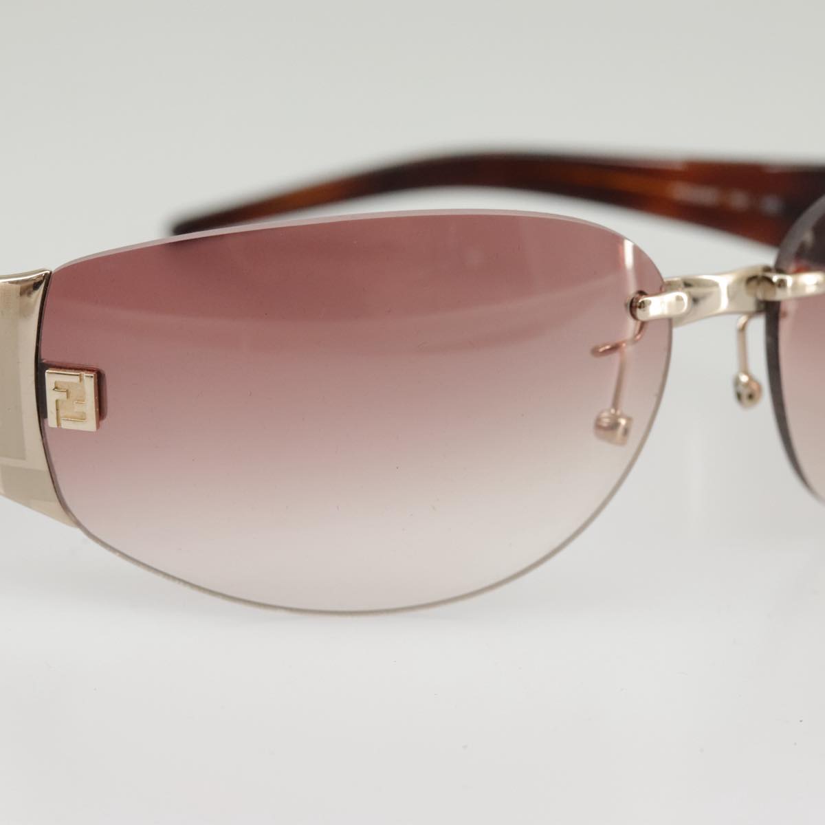 FENDI Sunglasses Plastic Pink Silver Auth am7300