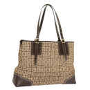 GIVENCHY Tote Bag Canvas Brown Gold Auth am7305-1