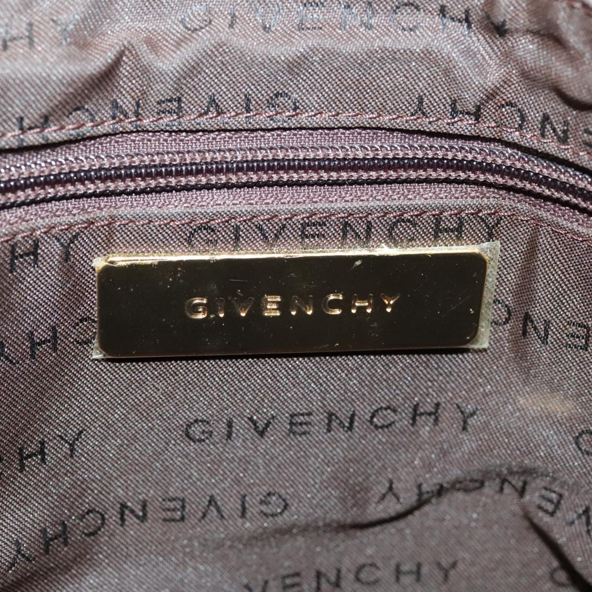 GIVENCHY Tote Bag Canvas Brown Gold Auth am7305